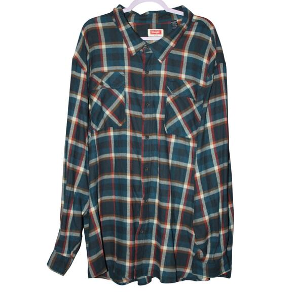 Wrangler Plaid Button Down Long Sleeve Shirt 5XL - Picture 1 of 6